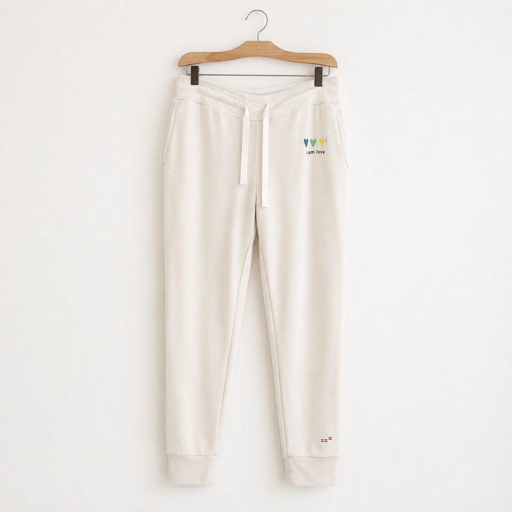 Peace Love World Joggers Women XL White Hearts I Am Love Loungewear Pajama Pants